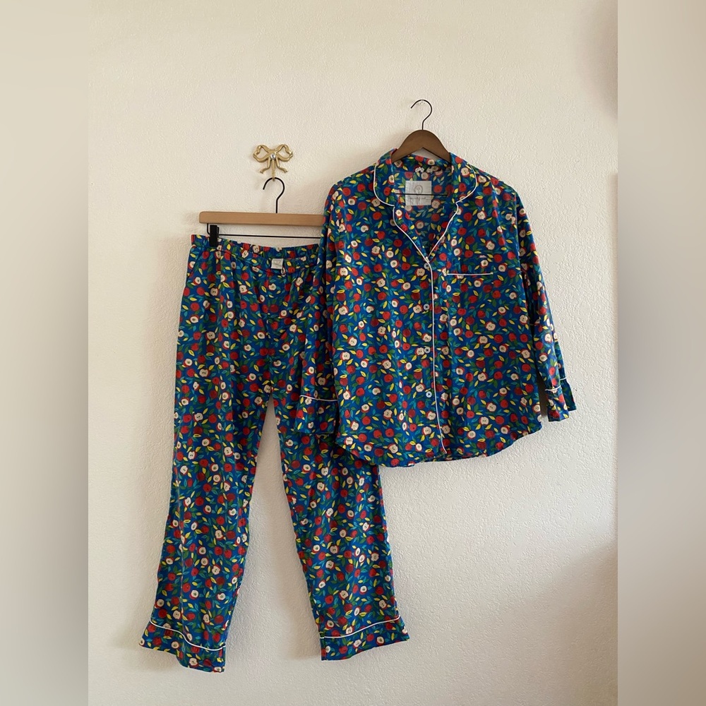 Print Fresh Red Delicious Apple Print Long Sleep Set - Azure Women’s Size M